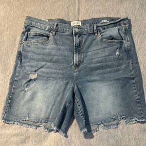 Nicole Miller Blue Distressed Jean Shorts